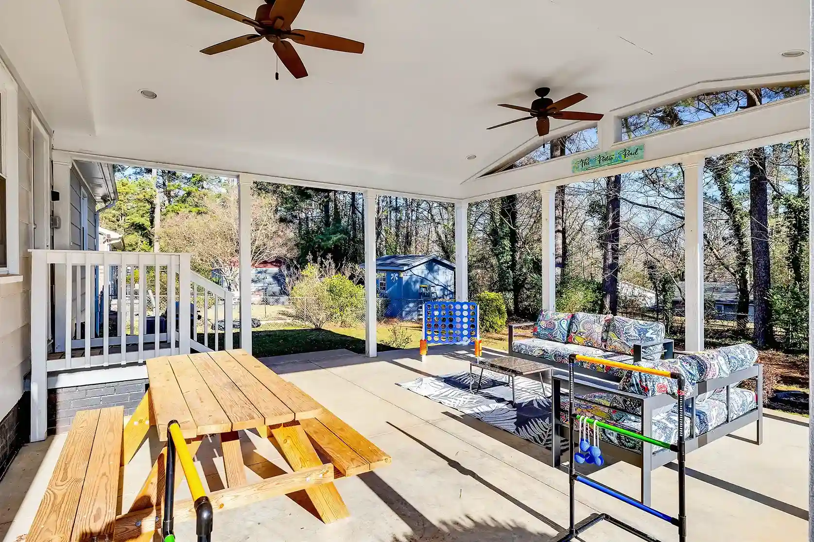 A spacious fenced in yard is great for our furry friends!