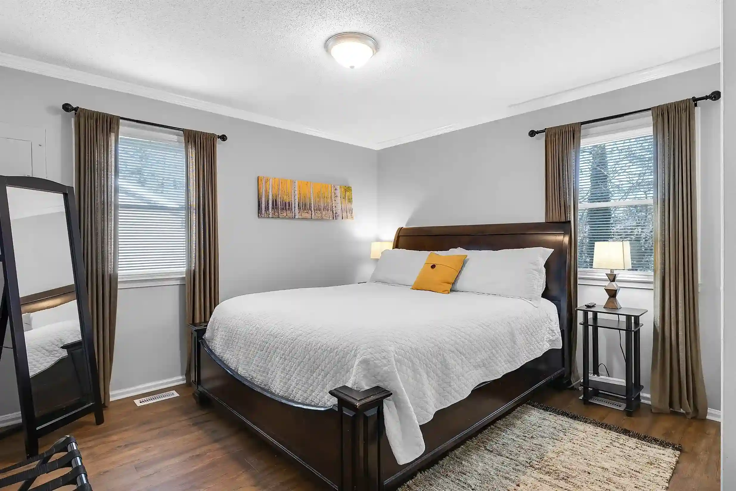 Sleep in comfort on a plush king-sized bed, ensuring a restful night’s sleep during your stay.