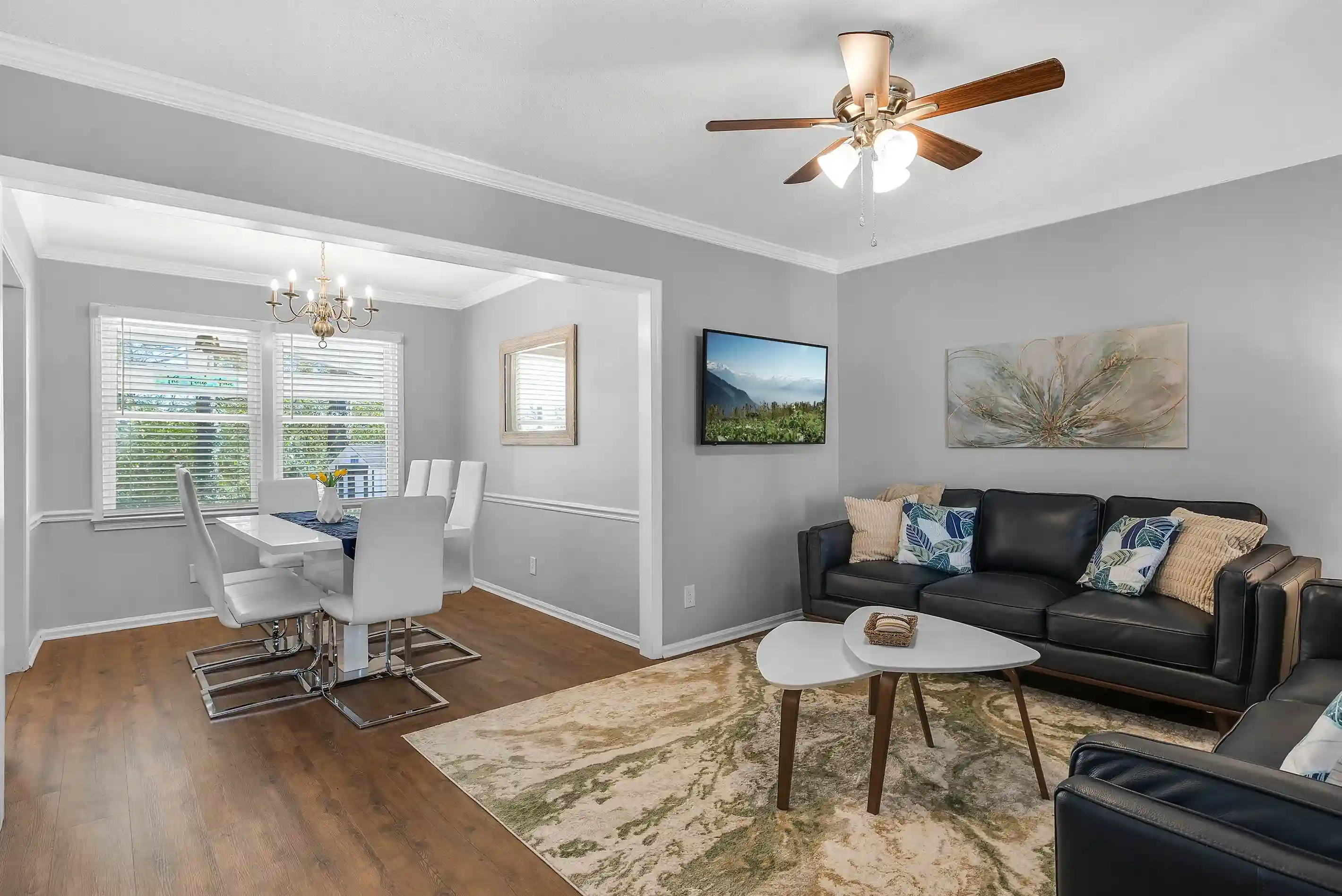 The dining area is open to the kitchen and living area.