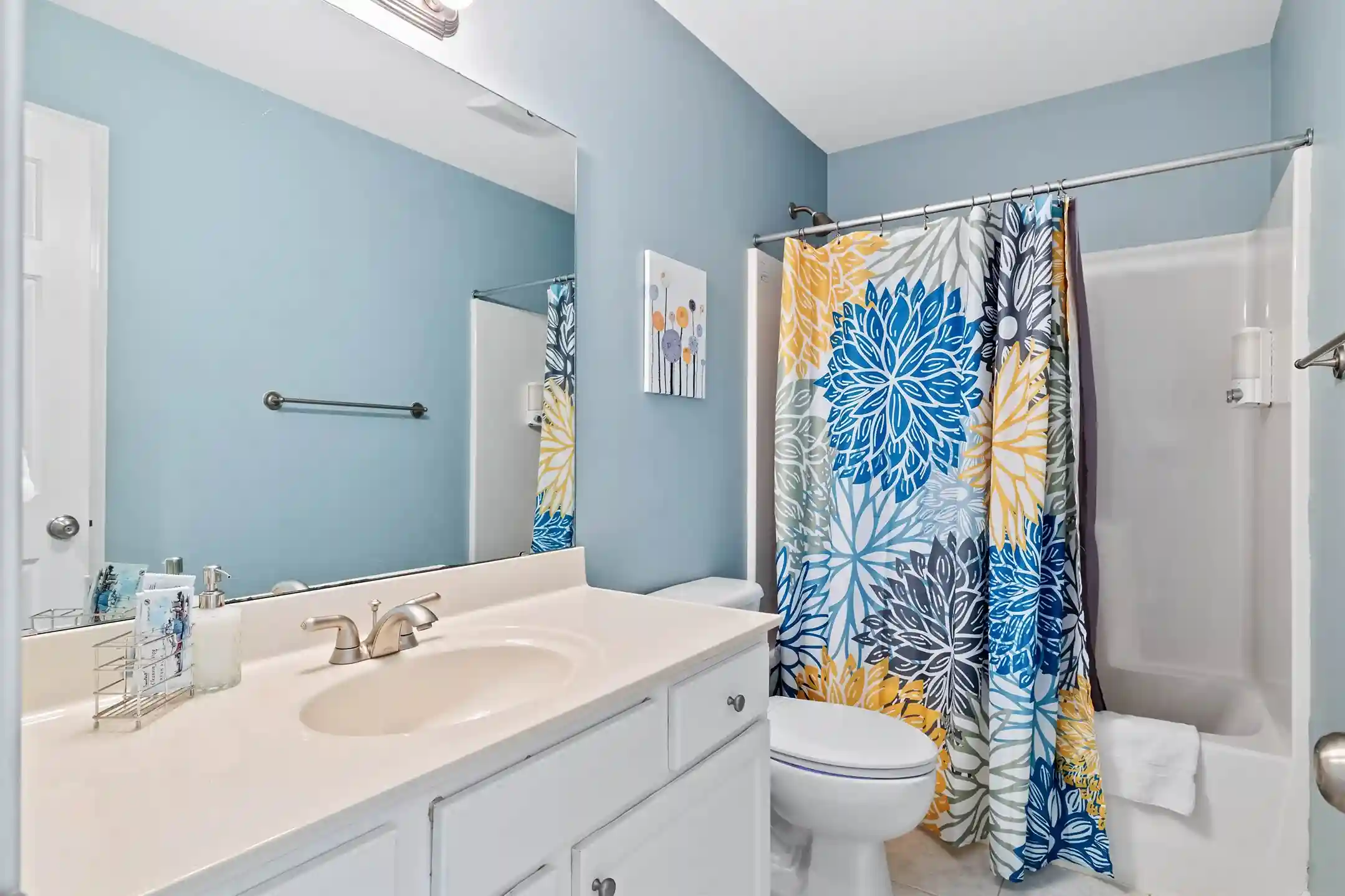 Indulge in luxury and convenience: stocked with essentials, a heated toilet seat, and all the comforts of home.