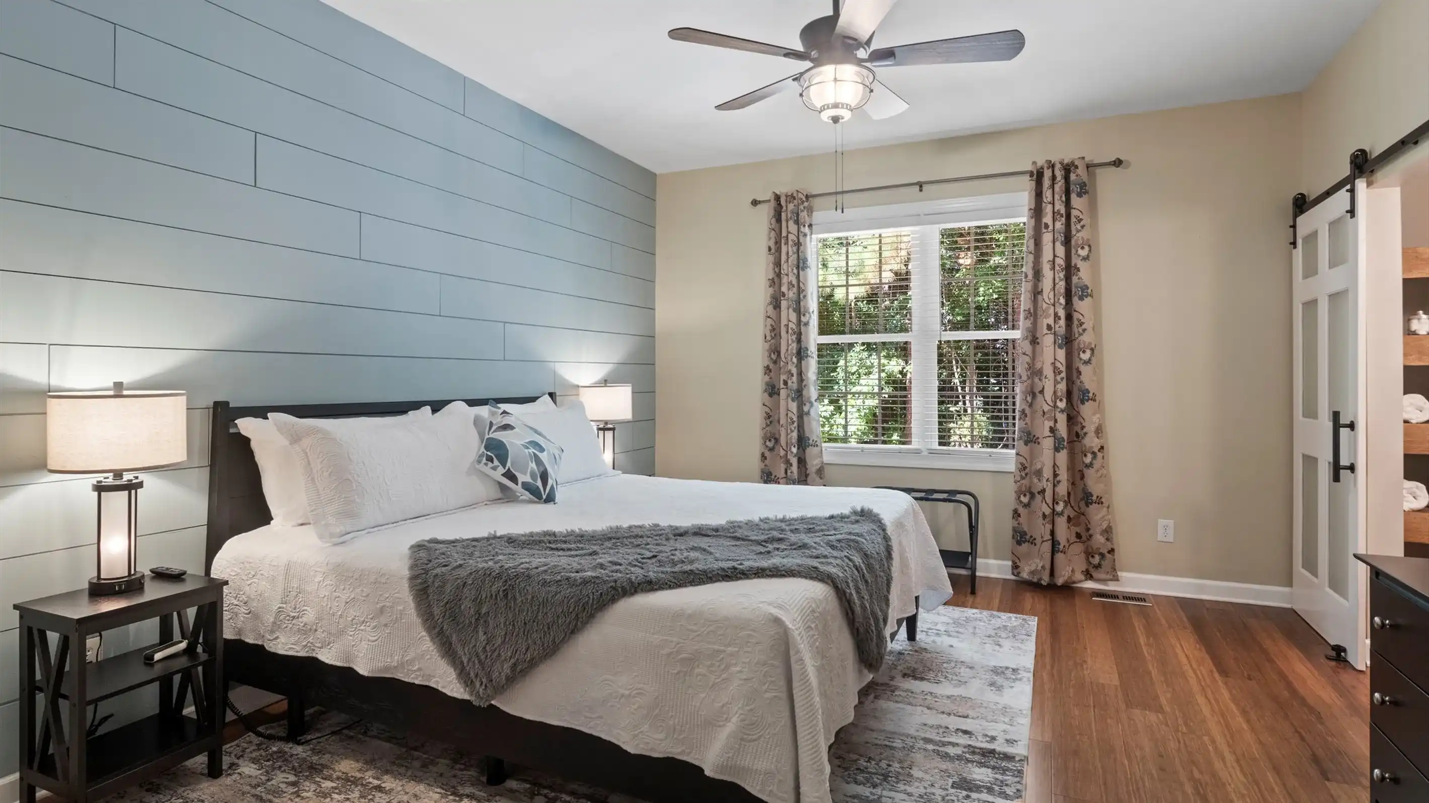 The primary suite features a walk in closet and an en suite bathroom.
