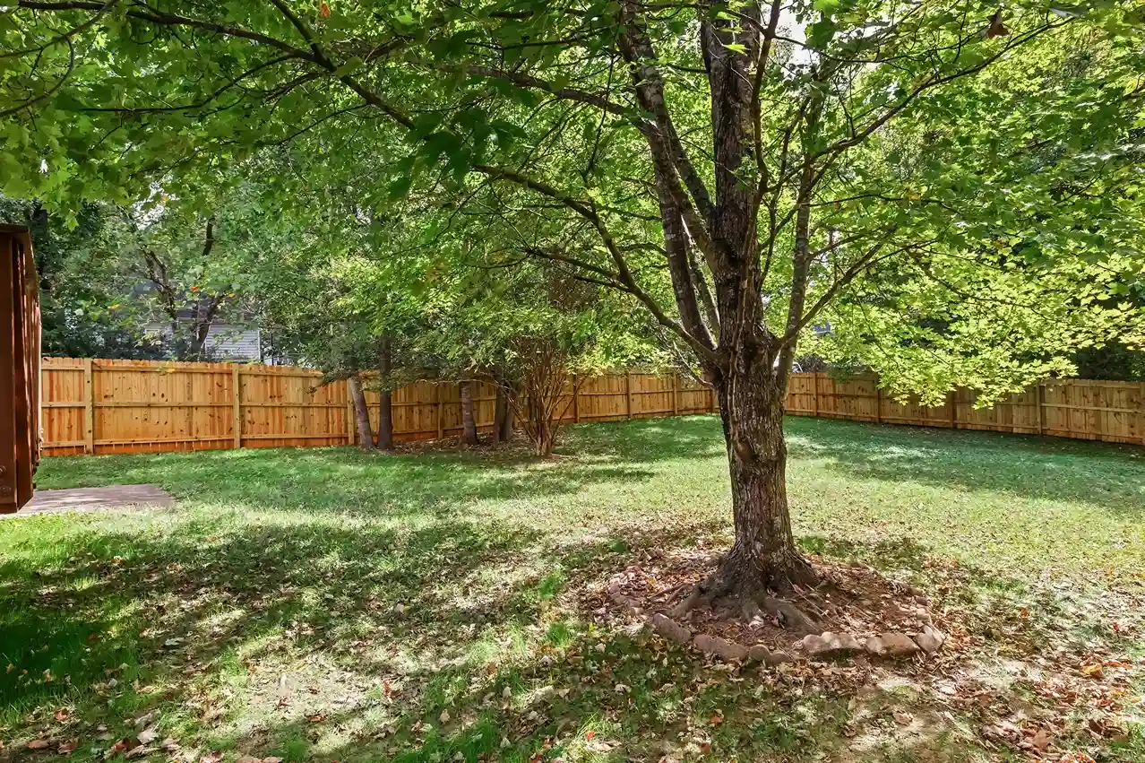 Fenced back yard lends to a private setting.