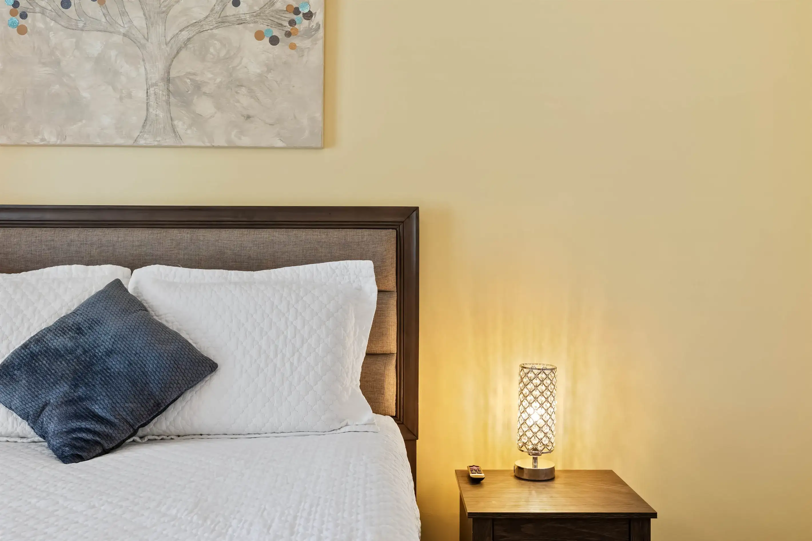 A convenient feature is that the bedside lamps have integrated usb chargers.