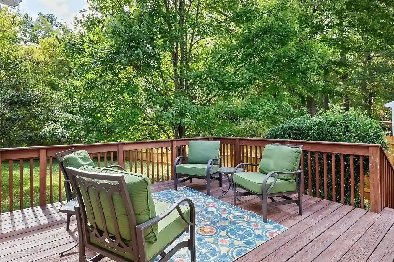 Unwind at the end of the day on the porch just off the kitchen.