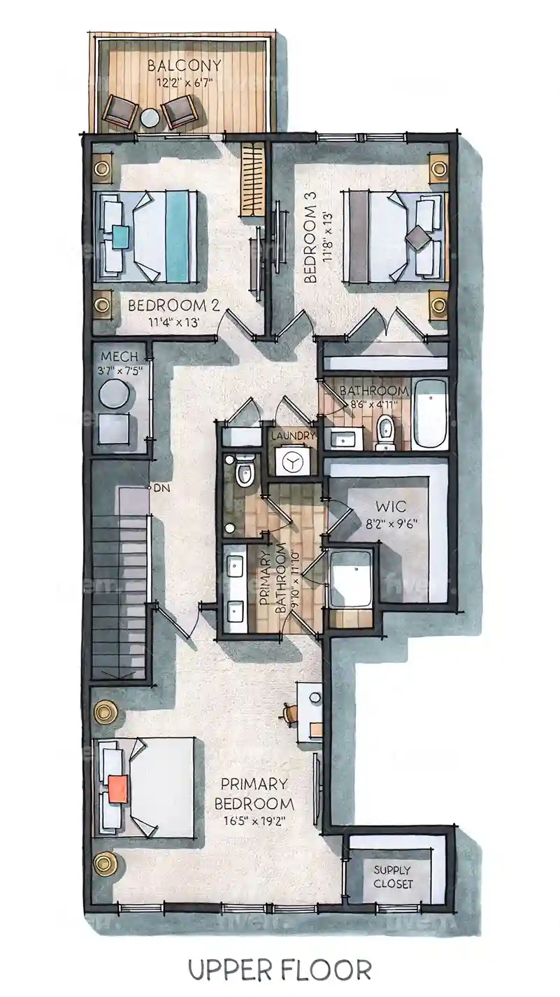 See the exact set up and go ahead and pick out everyone's room!