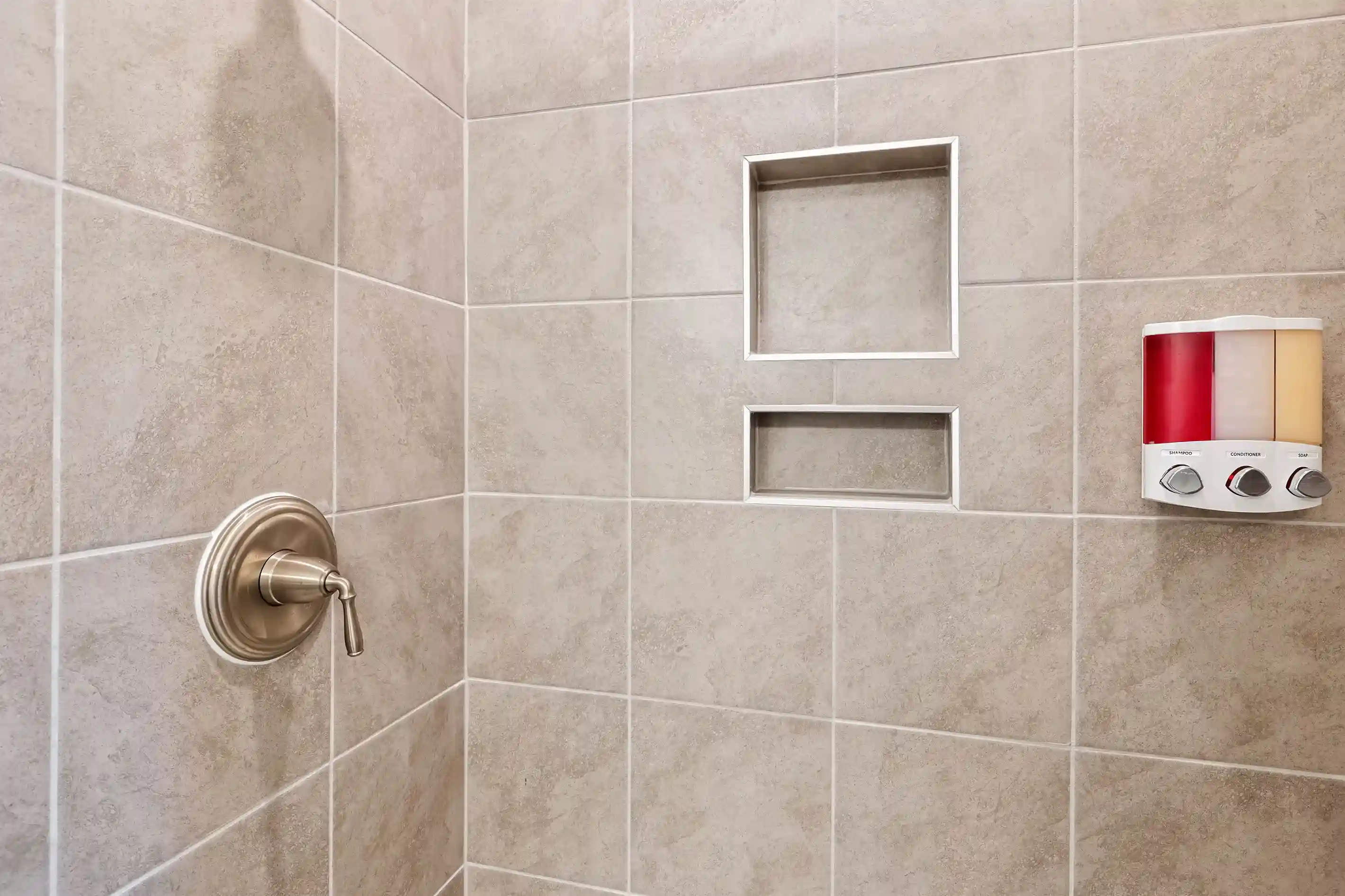 Shampoo, conditioner and soap provided in each shower.