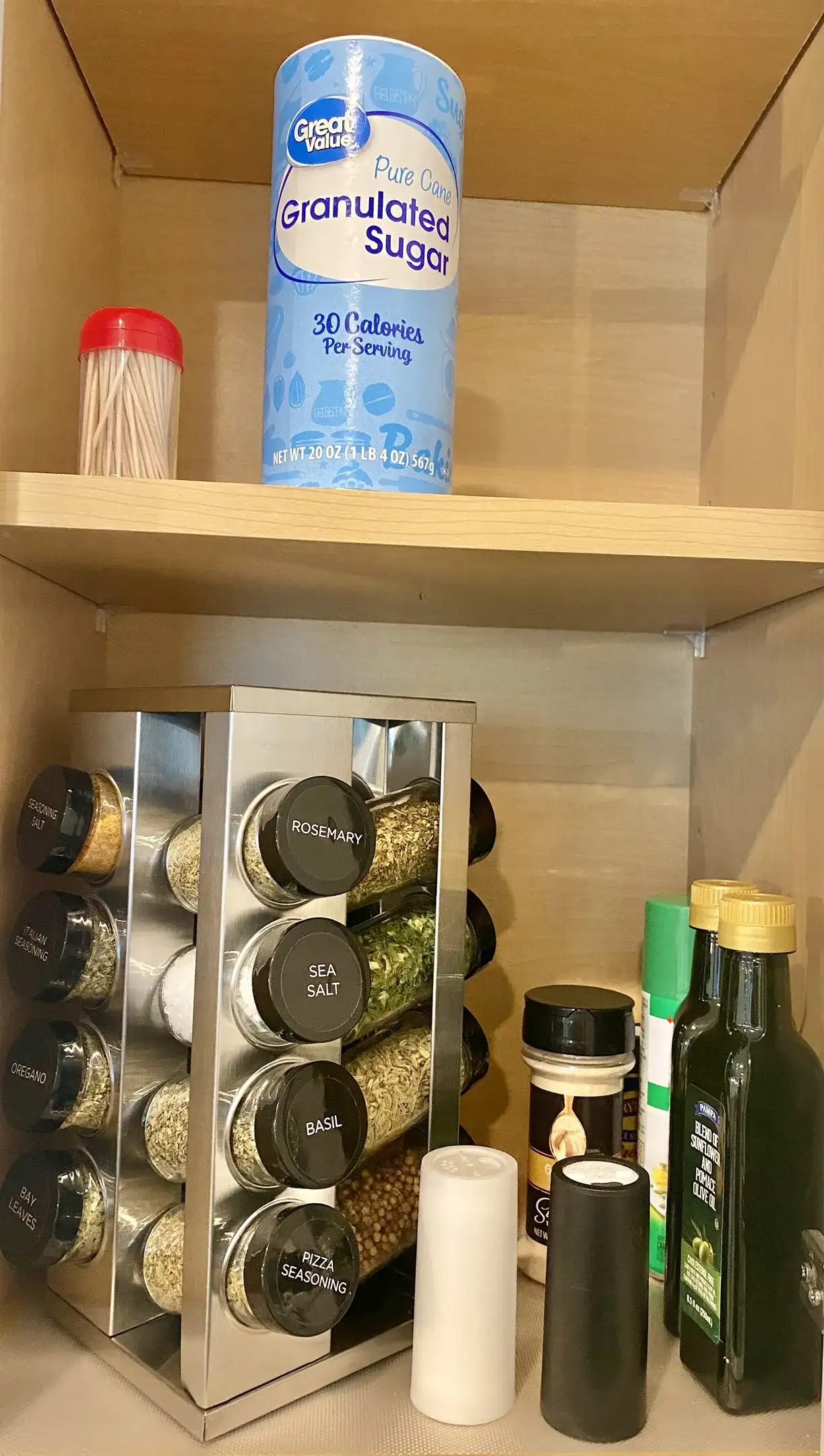 Spice rack provided for your cooking needs.