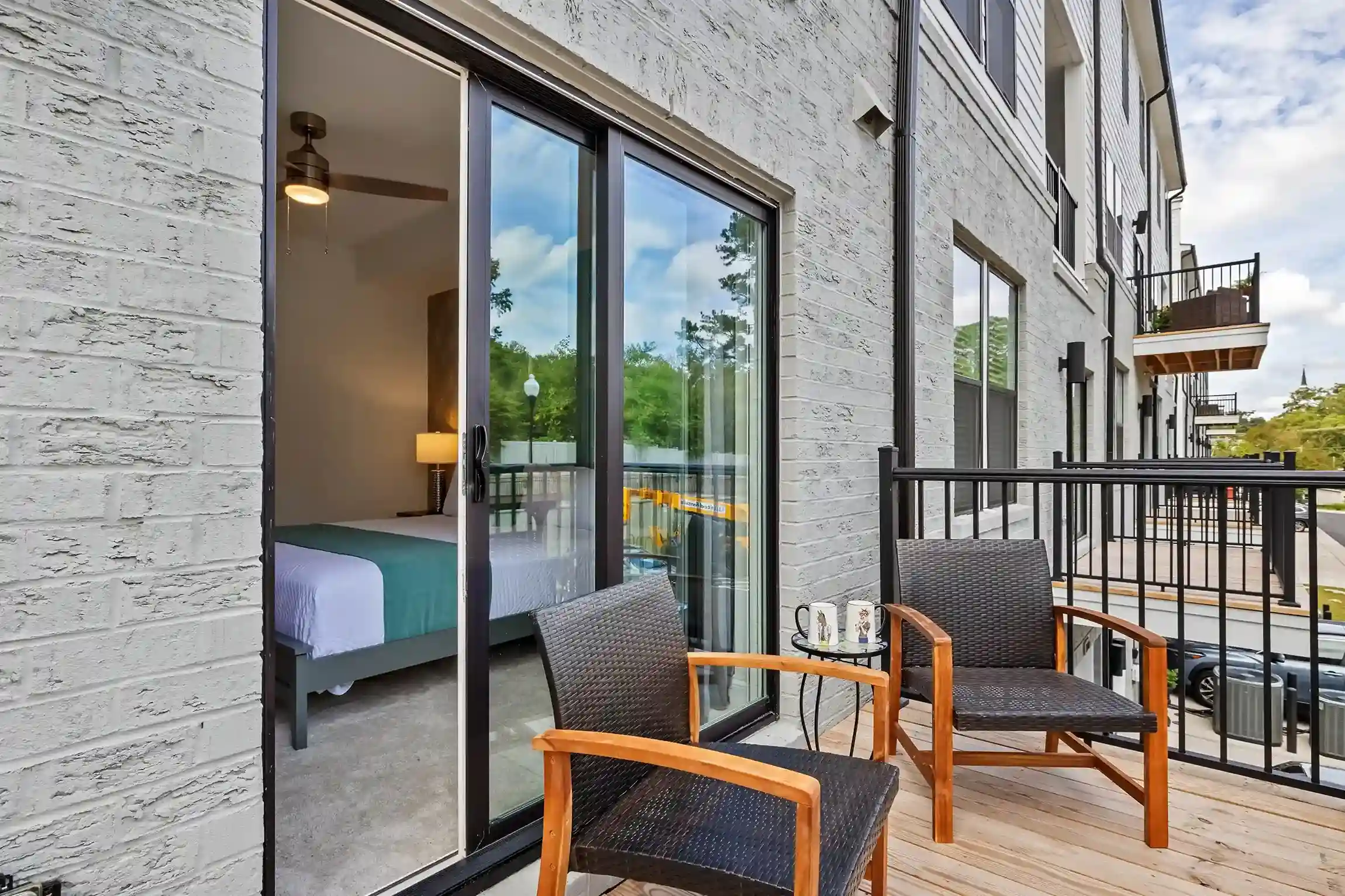 A spacious balcony to relax on at the end of your day exploring Wake Forest.