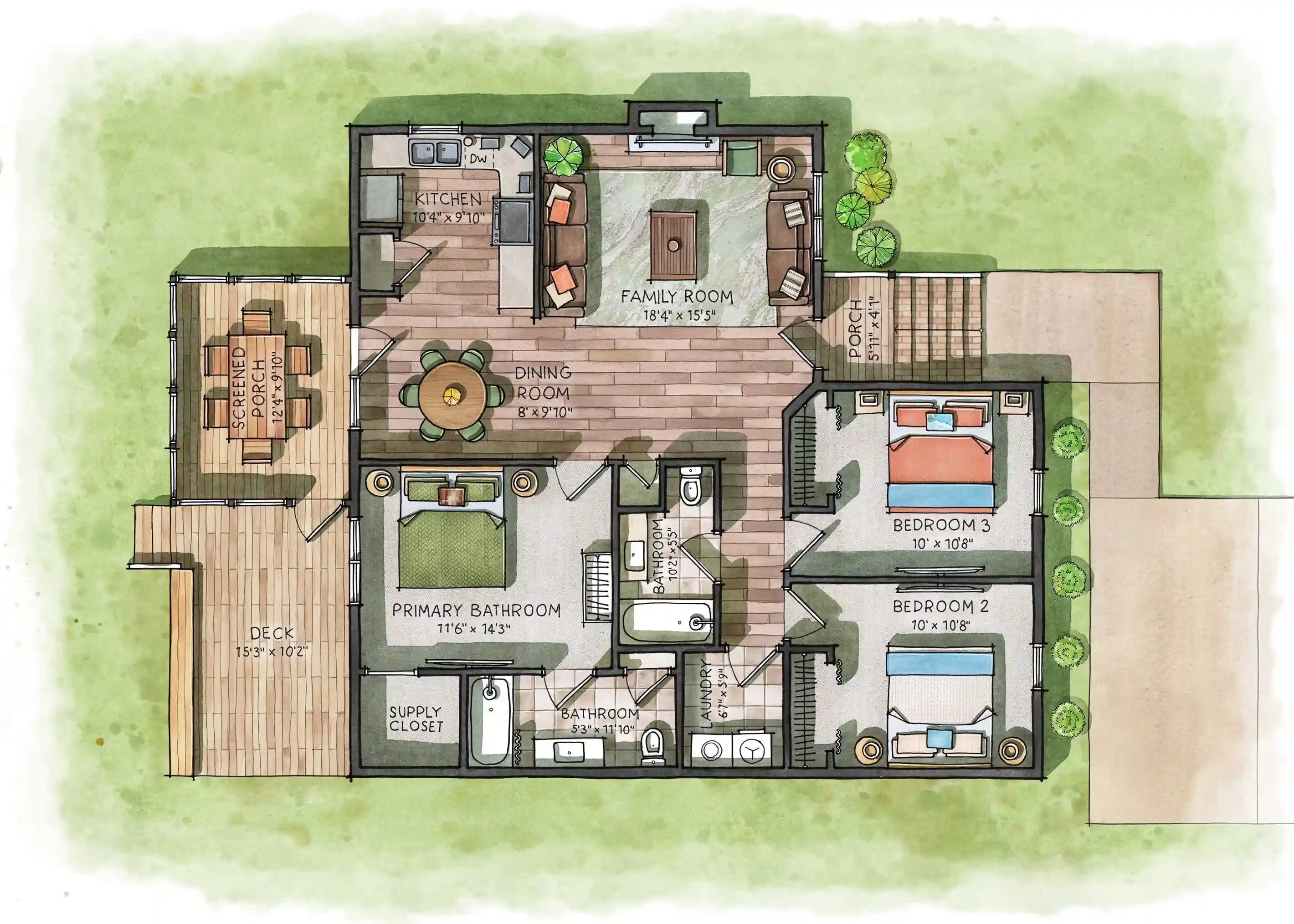 This vibrant floor plan invites you to explore and visualize the layout of the space!